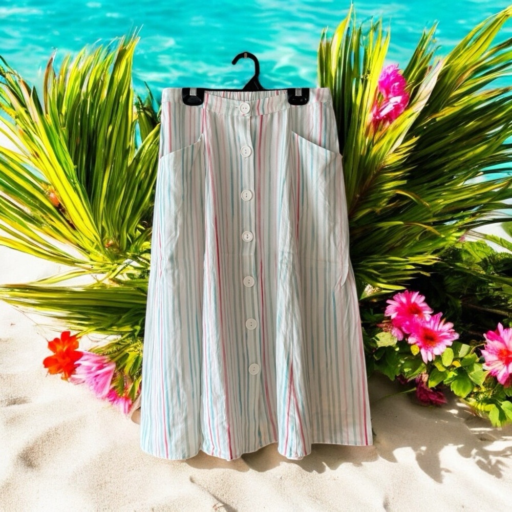 Mountain Warehouse Country to Coast Vintage Striped Button-Down Skirt - Picture 3 of 13